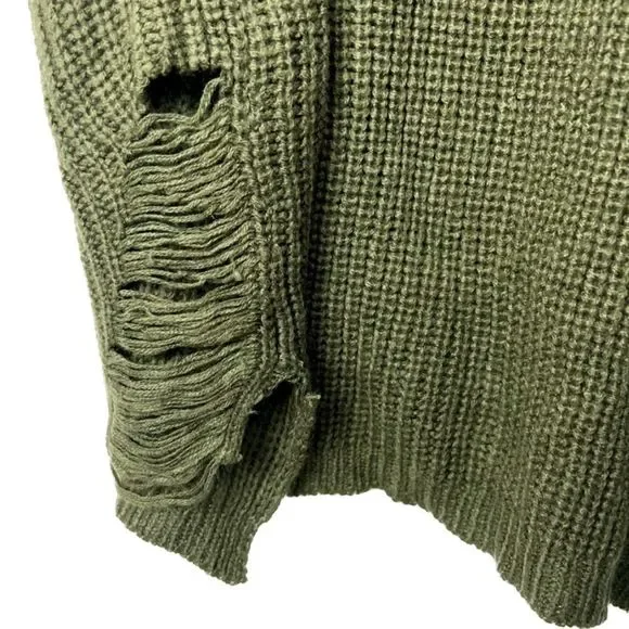 Distressed Dark Green Sweater Dress Size 1X - Picture 3 of 3